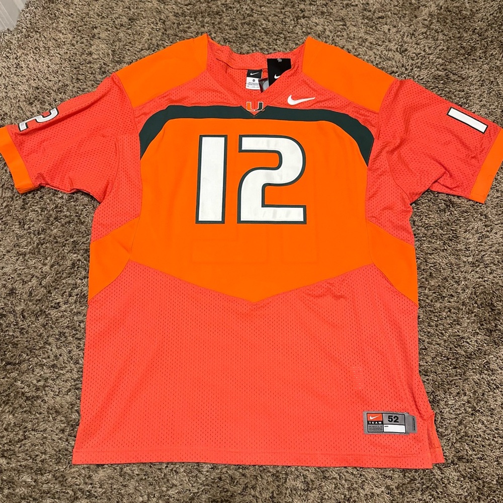 Miami Hurricanes Stitched Nike Football Jersey Size 52 New With Tags